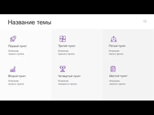 Название темы Первый пункт Описание первого пункта Второй пункт Описание второго