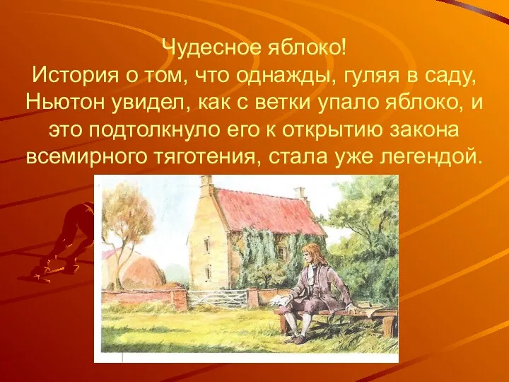 Чудесное яблоко! История о том, что однажды, гуляя в саду, Ньютон