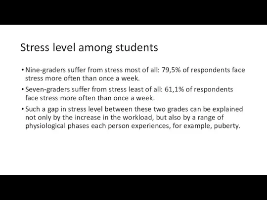 Stress level among students Nine-graders suffer from stress most of all:
