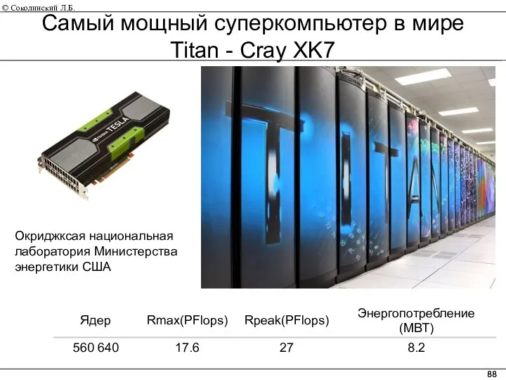 Самый мощный суперкомпьютер в мире Titan - Cray XK7 Окриджксая национальная лаборатория Министерства энергетики США