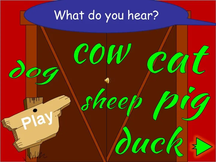 duck pig cow sheep cat dog What do you hear?