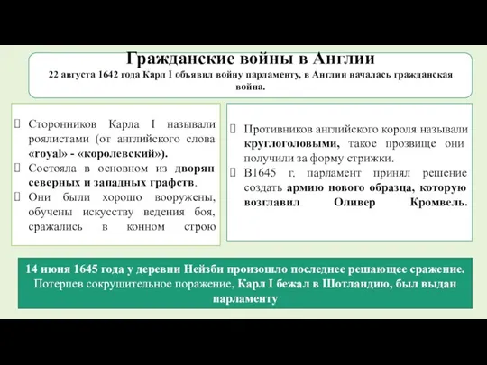 Гражданские войны в Англии 22 августа 1642 года Карл I объявил