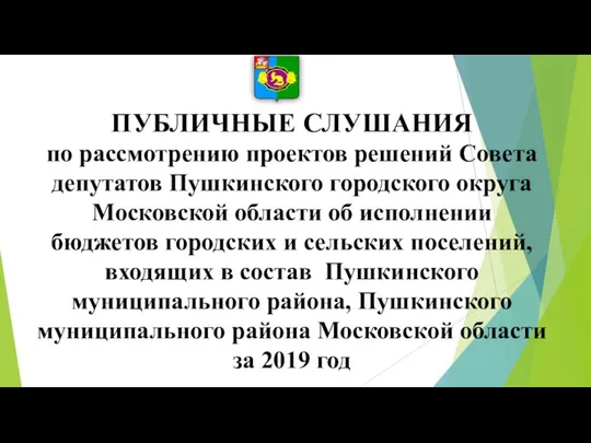 Публичные слушания по рассмотрению проектов решений совета депутатов Пушкинского городского округа