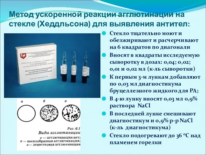 Метод ускоренной реакции агглютинации на стекле (Хеддльсона) для выявления антител: Стекло