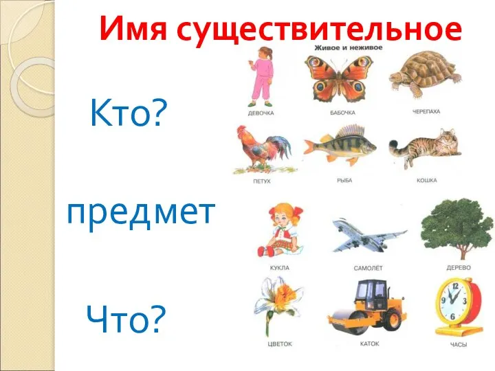 Имя существительное Кто? Что? предмет