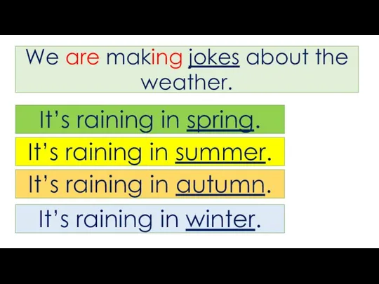 We are making jokes about the weather. It’s raining in spring.