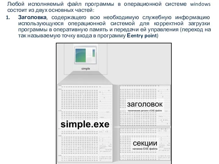 Любой исполняемый файл программы в операционной системе windows состоит из двух