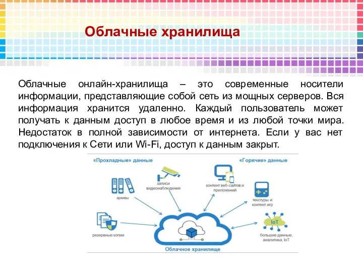 Облачные онлайн-хранилища – это современные носители информации, представляющие собой сеть из