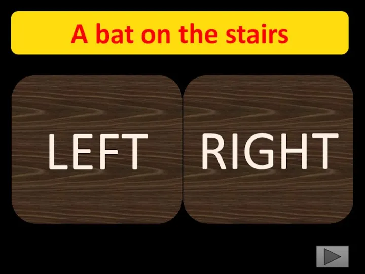 A bat on the stairs RIGHT LEFT