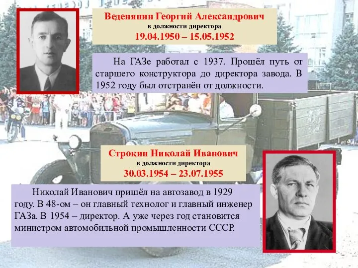 Строкин Николай Иванович в должности директора 30.03.1954 – 23.07.1955 Николай Иванович