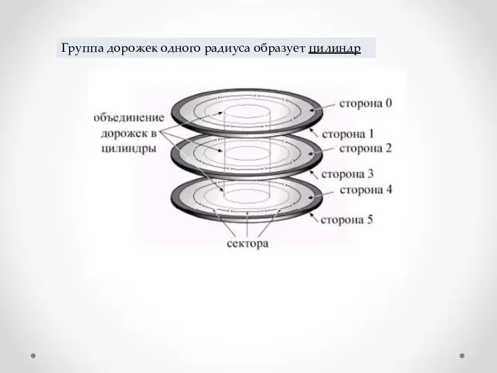 Группа дорожек одного радиуса образует цилиндр