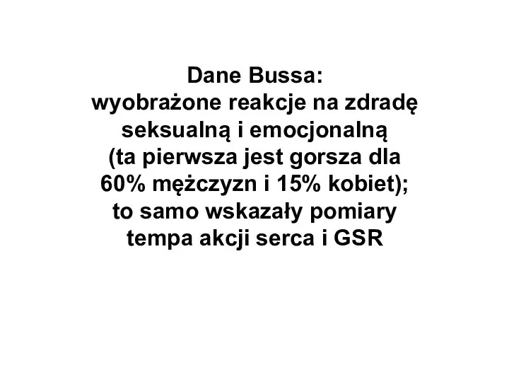 Dane Bussa: wyobrażone reakcje na zdradę seksualną i emocjonalną (ta pierwsza