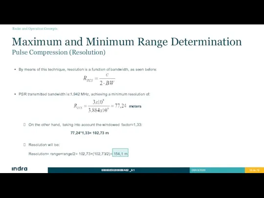 Maximum and Minimum Range Determination Pulse Compression (Resolution) By means of