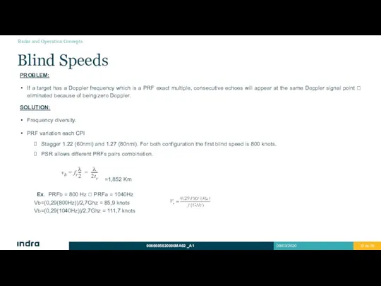 Blind Speeds PROBLEM: If a target has a Doppler frequency which