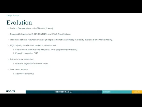 Evolution Collects features about Indra 3D radar (Lanza). Designed following the