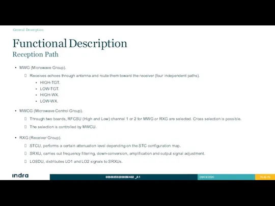 Functional Description Reception Path MWG (Microwave Group). Receives echoes through antenna