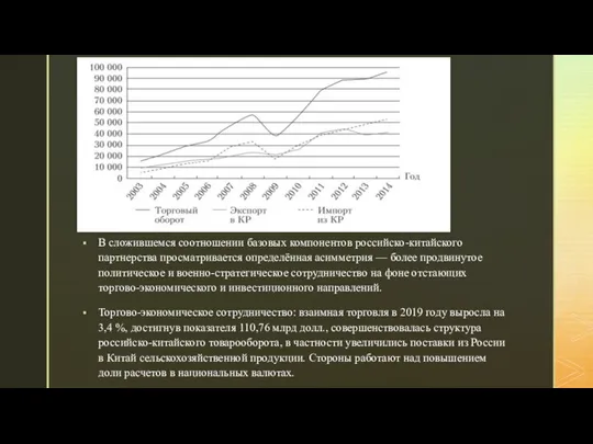 В сложившемся соотношении базовых компонентов российско-китайского партнерства просматривается определённая асимметрия —