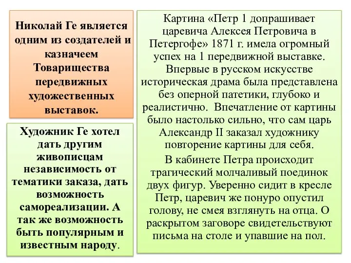 Николай Ге является одним из создателей и казначеем Товарищества передвижных художественных