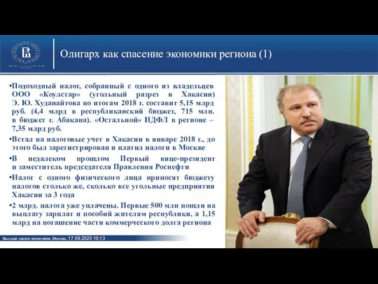 Олигарх как спасение экономики региона (1) Подоходный налог, собранный с одного