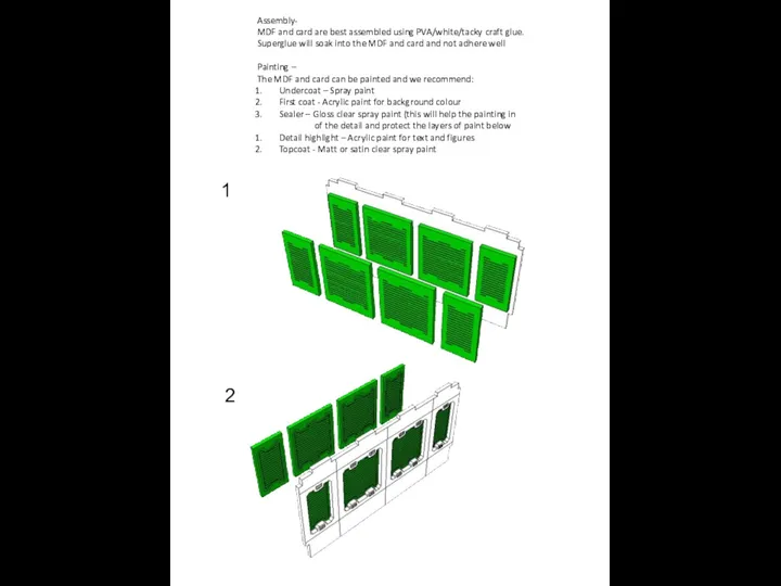 Assembly- MDF and card are best assembled using PVA/white/tacky craft glue.