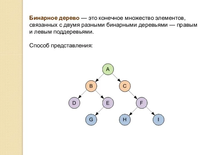 Бинарное дерево — это конечное множество элементов, связанных с двумя разными