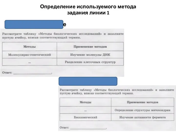 Определение используемого метода задания линии 1 Центрифугирование Микроскопия