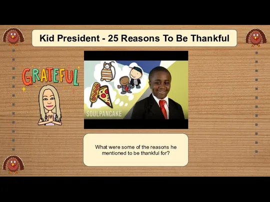 What were some of the reasons he mentioned to be thankful