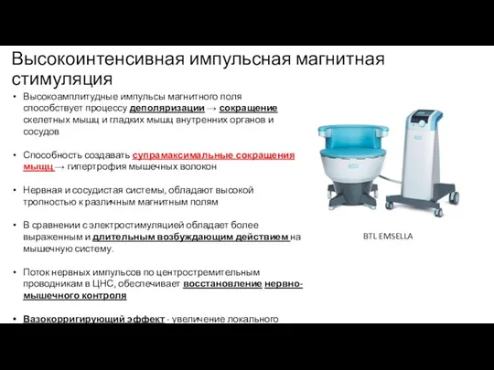 Высокоинтенсивная импульсная магнитная стимуляция BTL EMSELLA Высокоамплитудные импульсы магнитного поля способствует