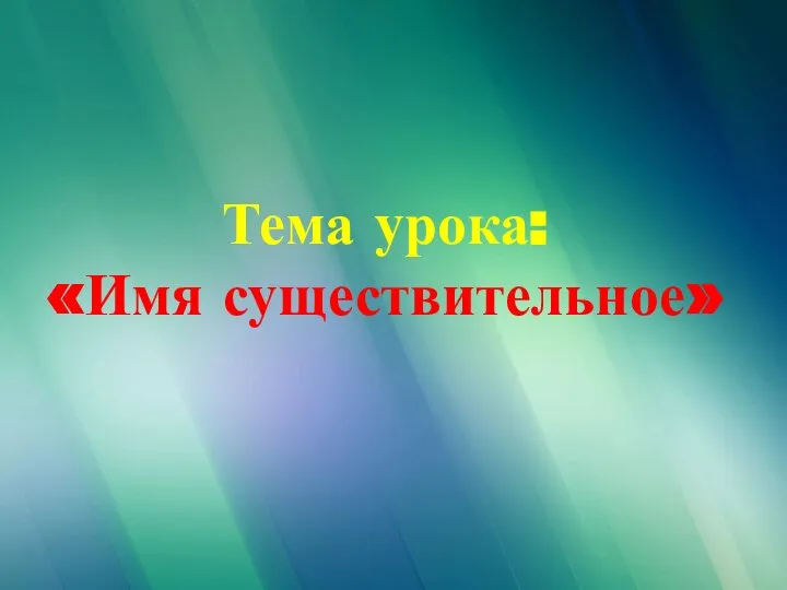 Тема урока: «Имя существительное»