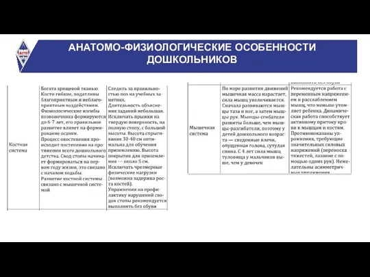 АНАТОМО-ФИЗИОЛОГИЧЕСКИЕ ОСОБЕННОСТИ ДОШКОЛЬНИКОВ