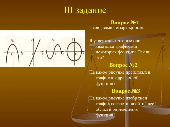 III задание Вопрос №1 Перед вами четыре кривые. Я утверждаю, что