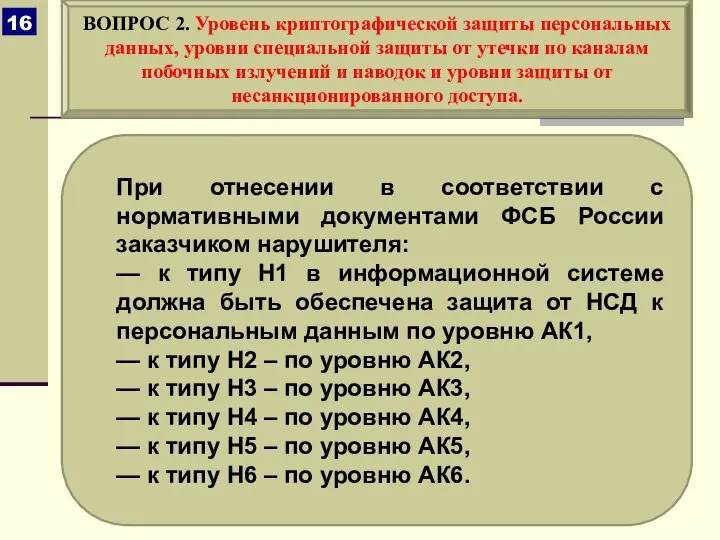 При отнесении в соответствии с нормативными документами ФСБ России заказчиком нарушителя: