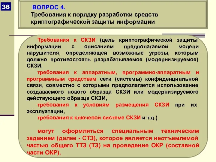 Требования к СКЗИ (цель криптографической защиты информации с описанием предполагаемой модели