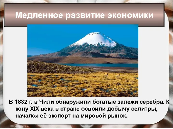 * Антоненкова Анжелика Викторовна В 1832 г. в Чили обнаружили богатые