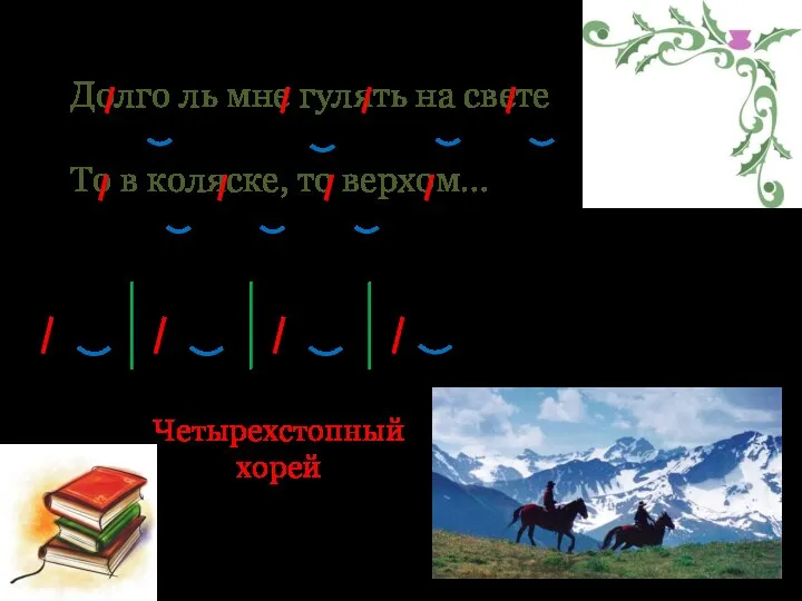 Долго ль мне гулять на свете То в коляске, то верхом… А.С. Пушкин Четырехстопный хорей