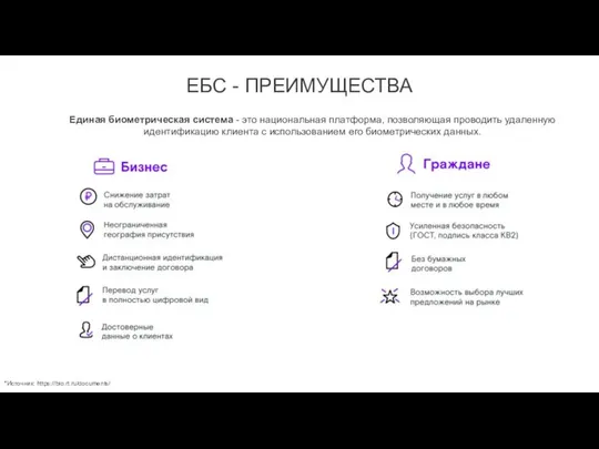 ЕБС - ПРЕИМУЩЕСТВА Единая биометрическая система - это национальная платформа, позволяющая