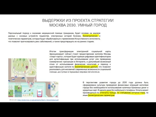 ВЫДЕРЖКИ ИЗ ПРОЕКТА СТРАТЕГИИ МОСКВА 2030. УМНЫЙ ГОРОД Источник: https://www.mos.ru/upload/alerts/files/3_Tekststrategii.pdf