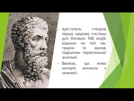 Арістотель створив першу наукову систему для близько 500 видів відомих на