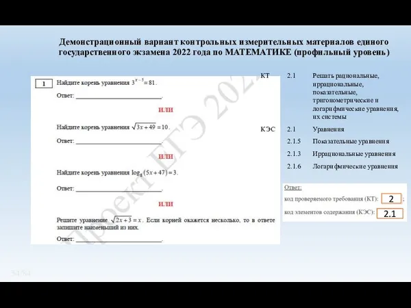 Демонстрационный вариант контрольных измерительных материалов единого государственного экзамена 2022 года по