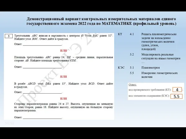 Демонстрационный вариант контрольных измерительных материалов единого государственного экзамена 2022 года по