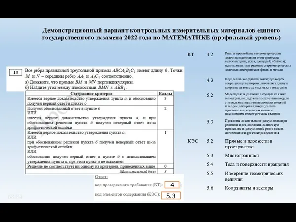 Демонстрационный вариант контрольных измерительных материалов единого государственного экзамена 2022 года по