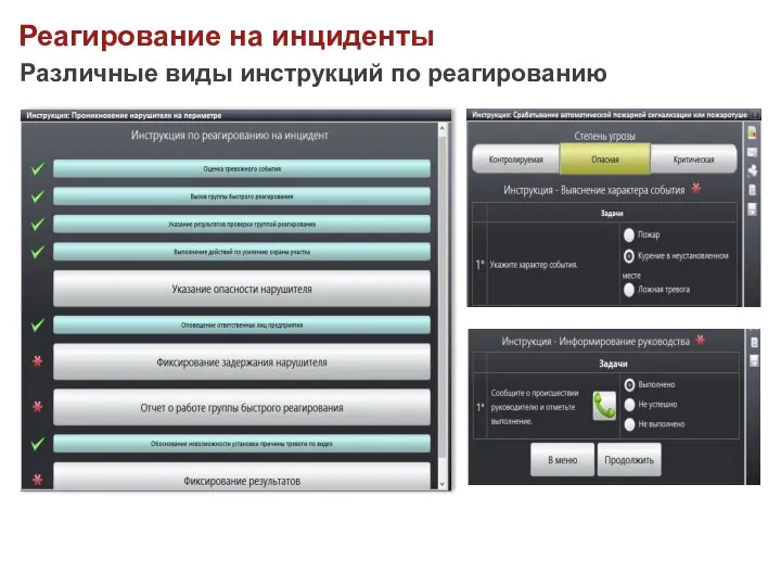 Различные виды инструкций по реагированию Реагирование на инциденты