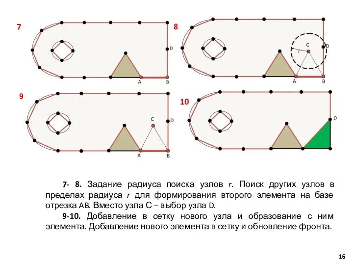 7- 8. Задание радиуса поиска узлов r. Поиск других узлов в