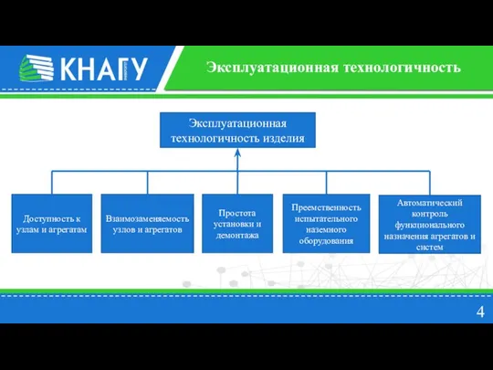 4 Эксплуатационная технологичность Эксплуатационная технологичность изделия Доступность к узлам и агрегатам