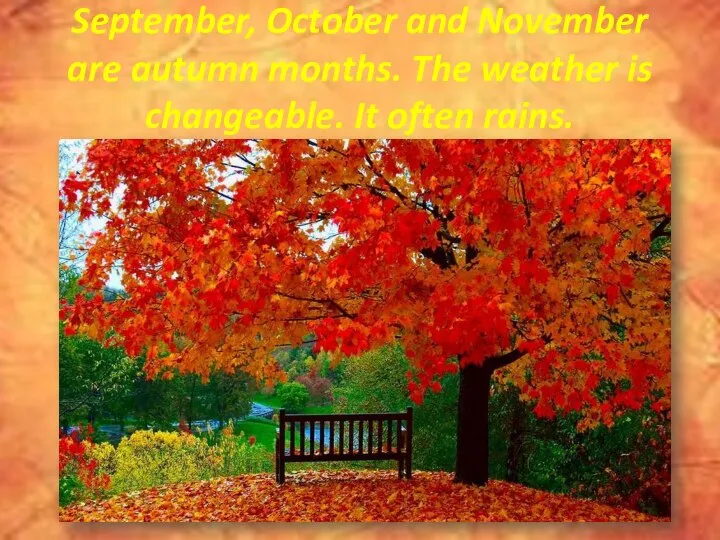 September, October and November are autumn months. The weather is changeable. It often rains.