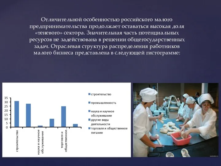Отличительной особенностью российского малого предпринимательства продолжает оставаться высокая доля «теневого» сектора.