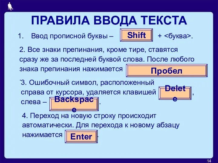 ПРАВИЛА ВВОДА ТЕКСТА