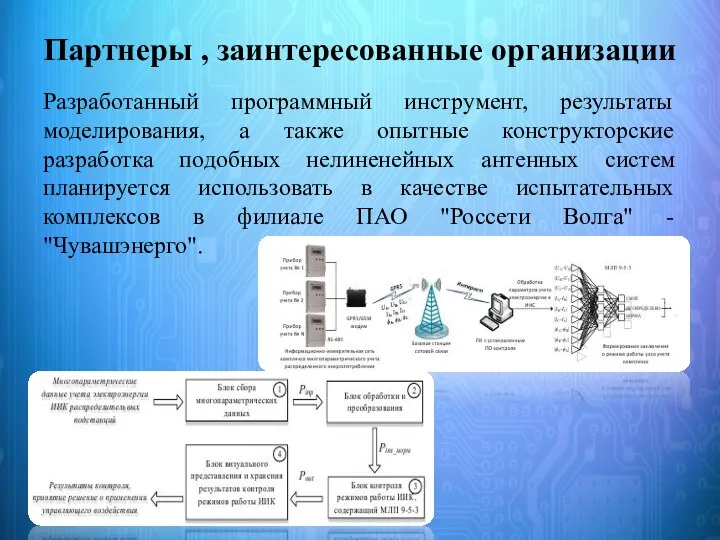 Партнеры , заинтересованные организации Разработанный программный инструмент, результаты моделирования, а также