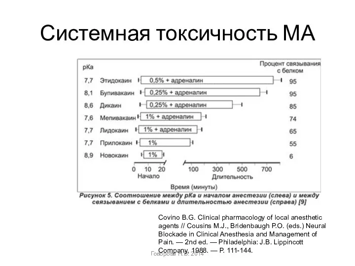 Системная токсичность МА Говорова Н.В. 2014 Covino B.G. Clinical pharmacology of