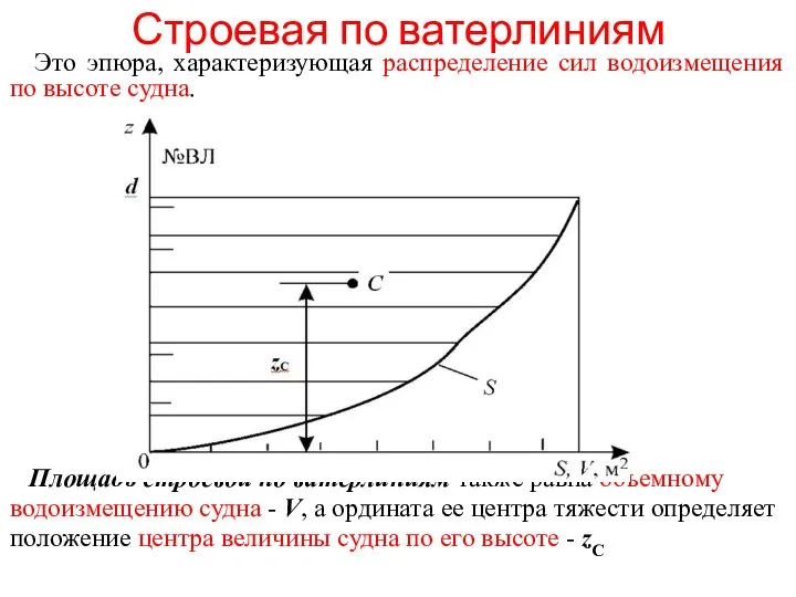 Строевая по ватерлиниям Это эпюра, характеризующая распределение сил водоизмещения по высоте